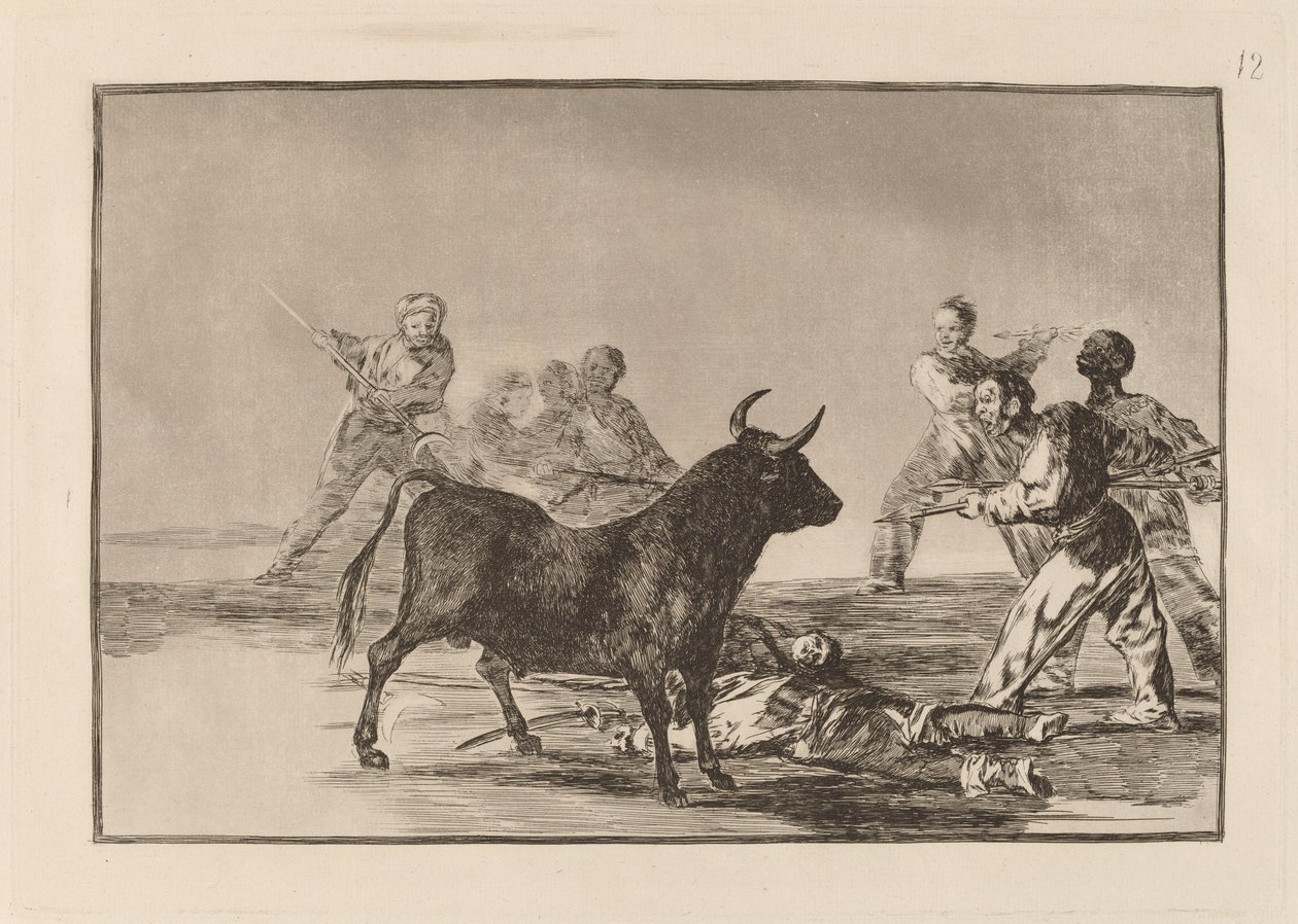 The Rabble Hamstring the Bull with Lances, Sickles, Banderillas and Other Arms by Francisco de Goya
