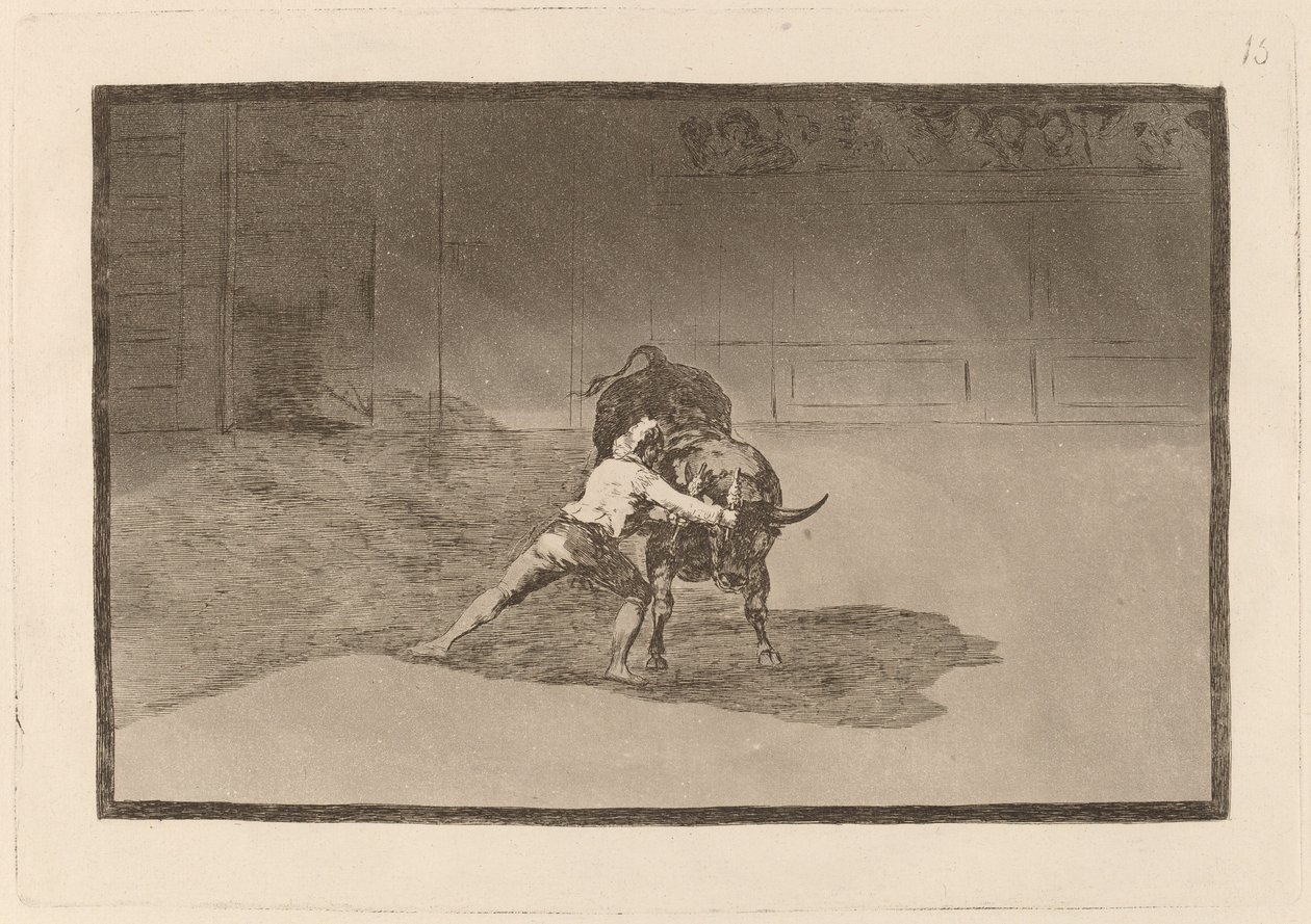 The Famous Martincho Places the Banderillas Playing the Bull with the Movement of His Body by Francisco de Goya