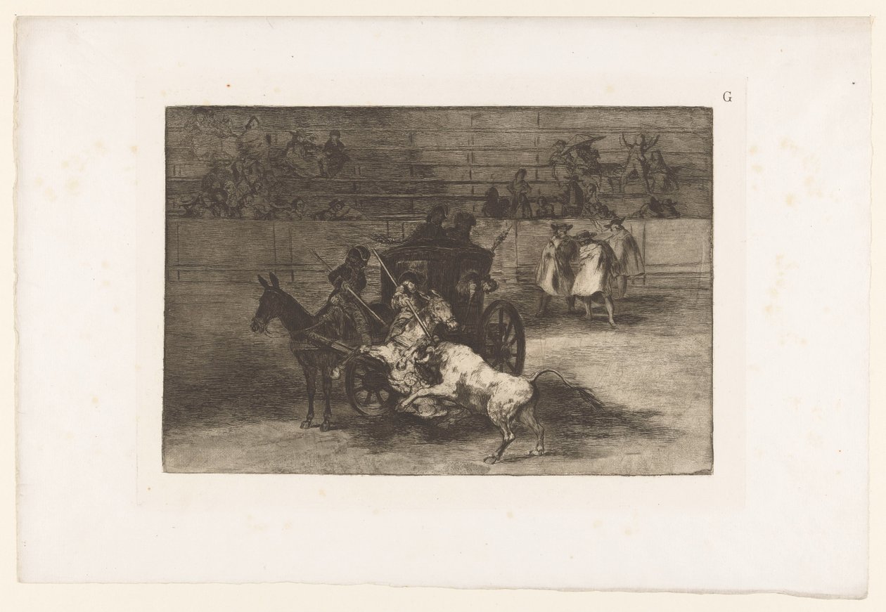 Men Attacking a Bull from a Carriage by Francisco de Goya