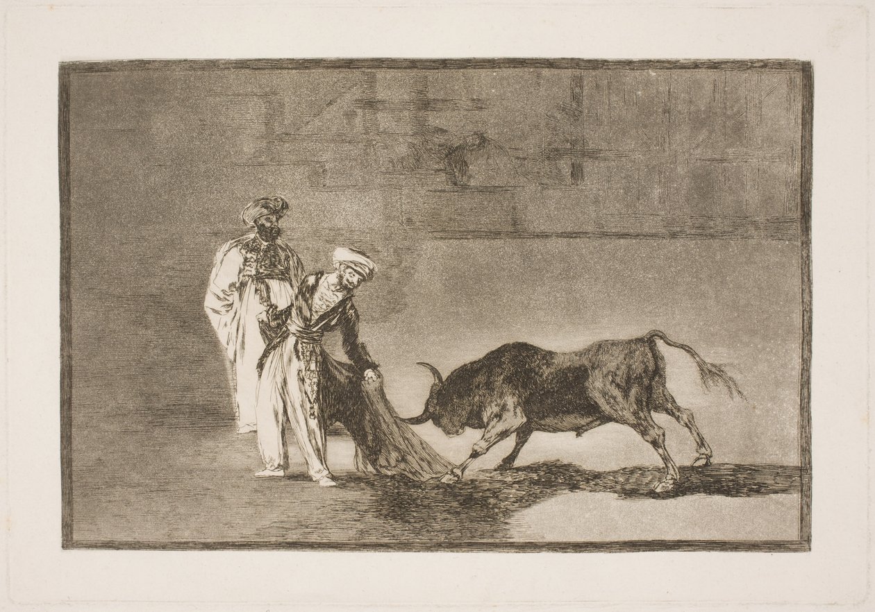 Moors in the Arena Trying to Attract the Bull with Their Burnus by Francisco de Goya
