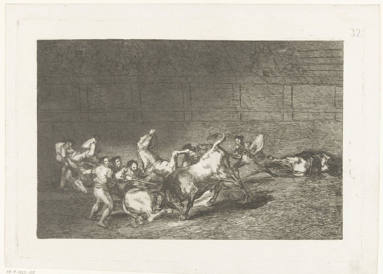 Picador Stabs a Bull with a Lance by Francisco de Goya