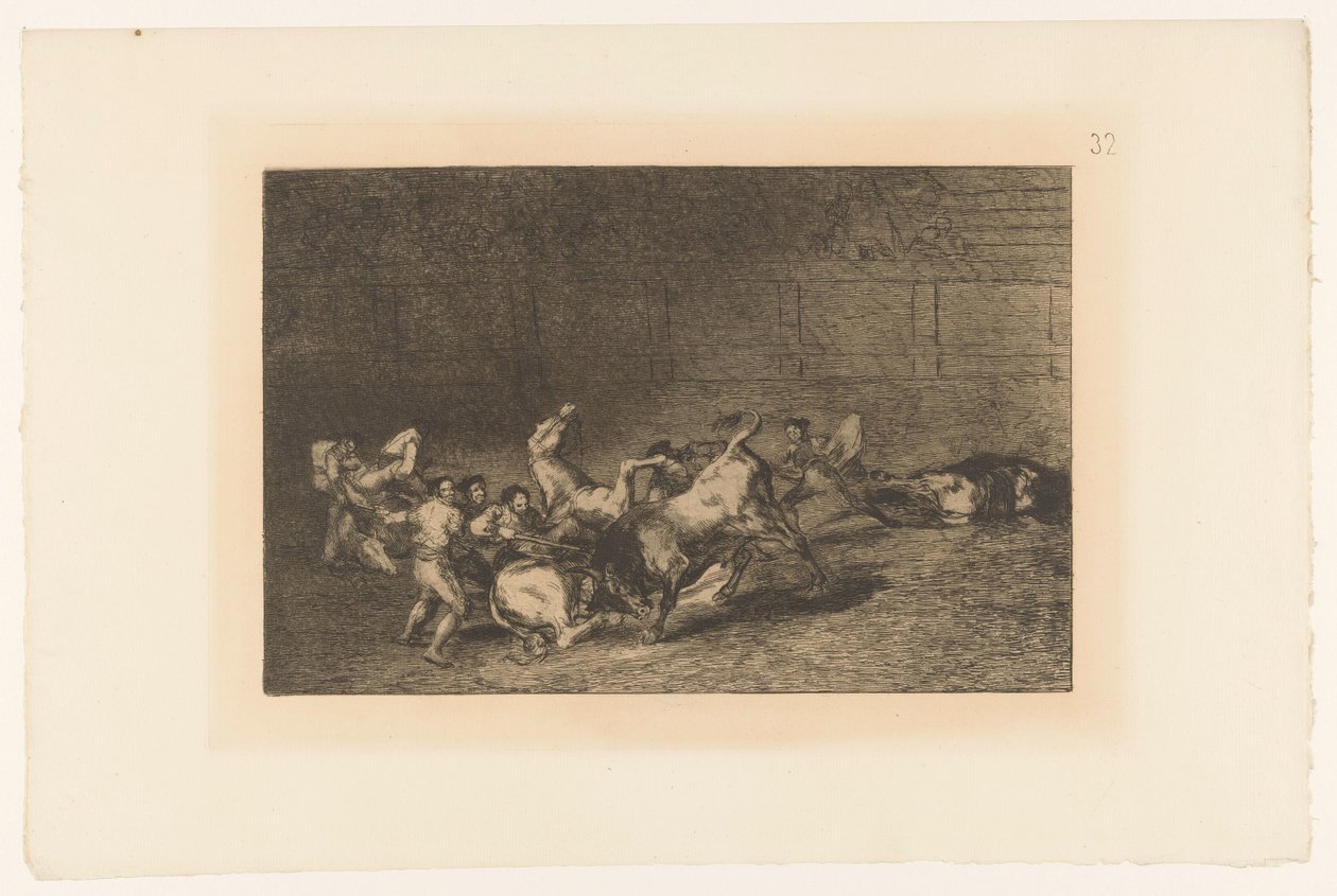 Picador Stabs a Bull with a Lance Bullfights (series title) by Francisco de Goya