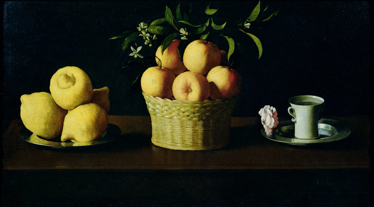 Still Life with Lemons, Oranges and a Rose by Francisco de Zurbaran