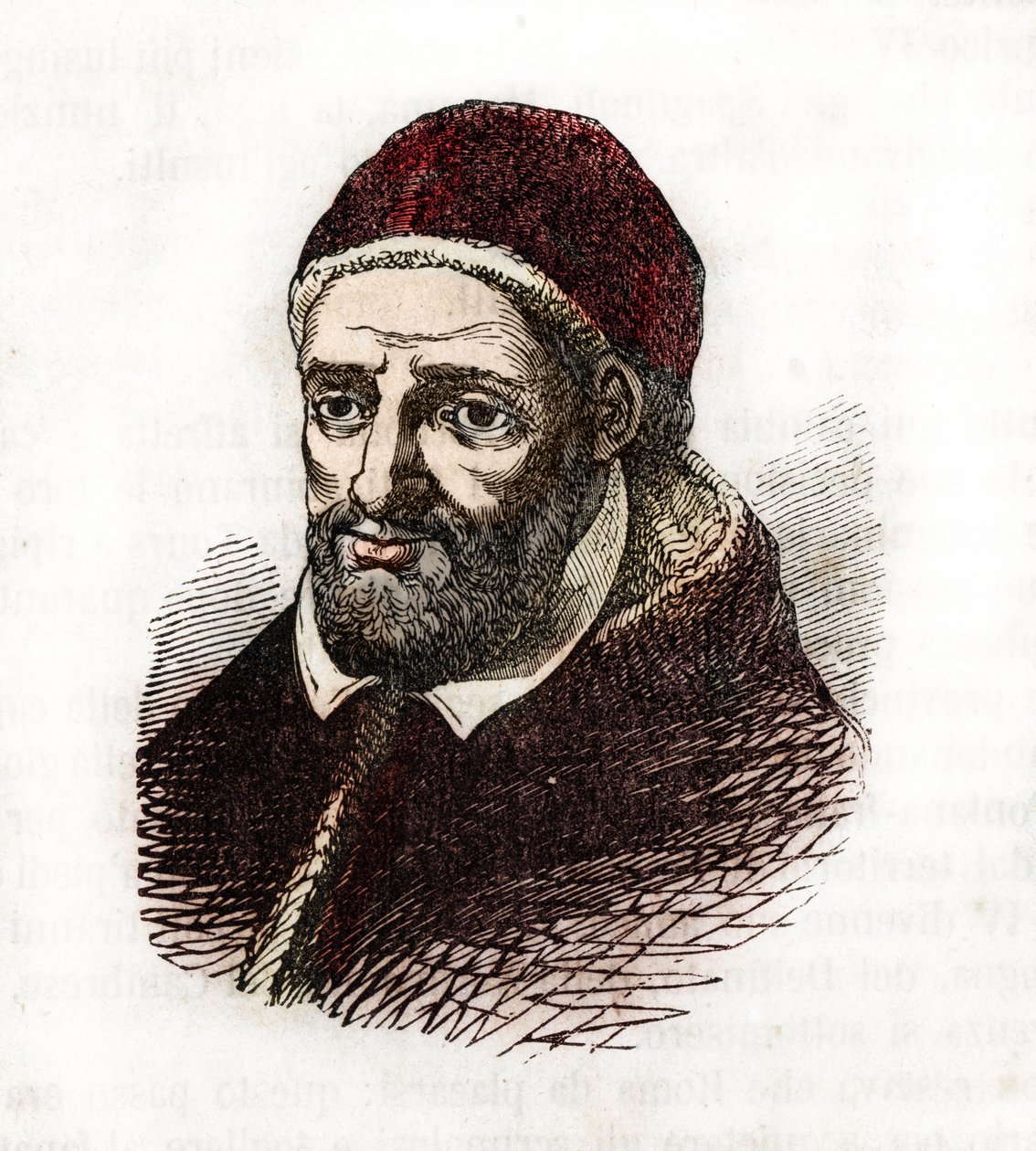 Representation of Pope Clement VIII, drawing from 'Misteri del Vaticano ...