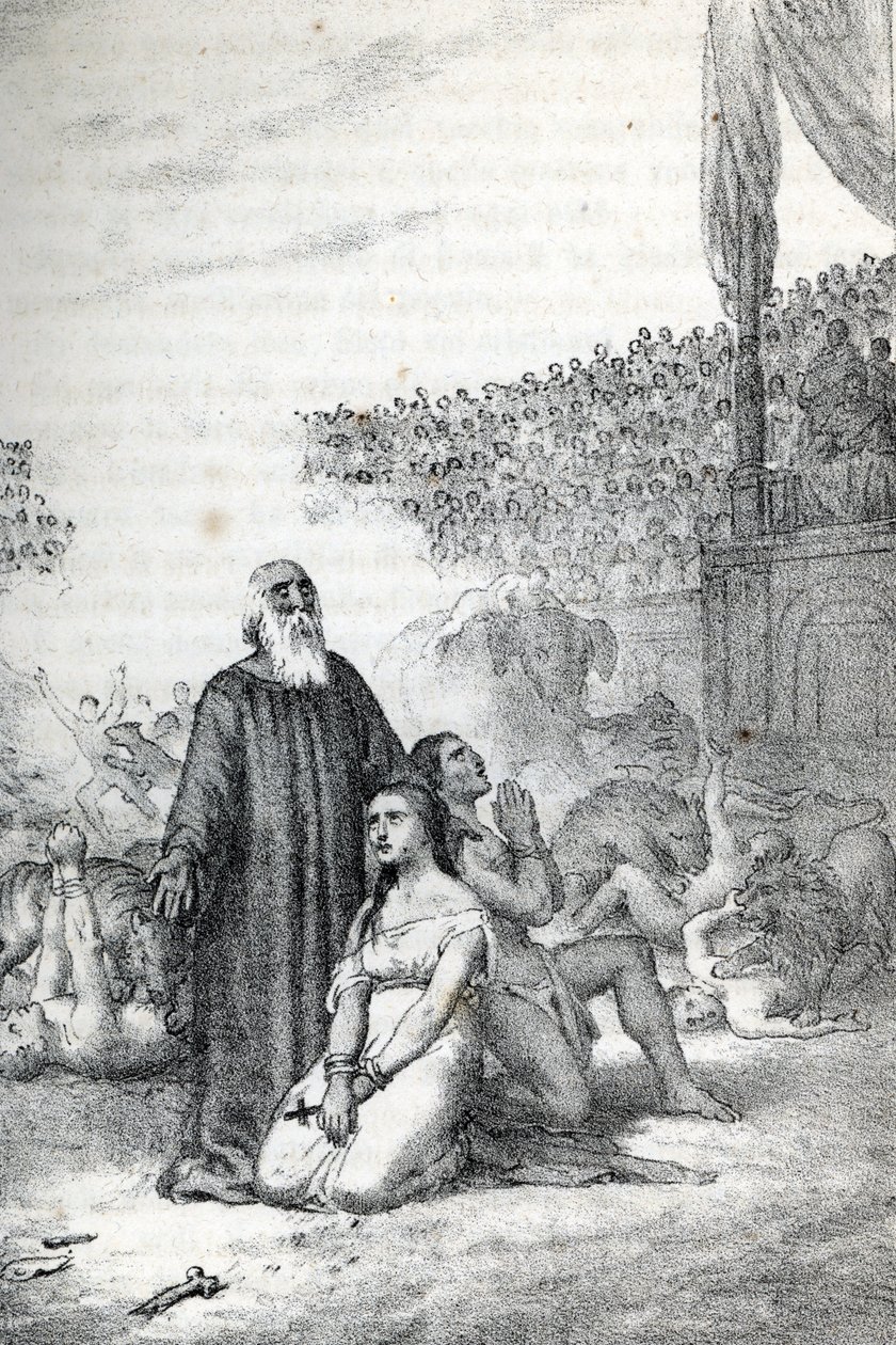 Roman Antiquity: The Christian Martyrs in the Amphitheatre, drawing from 