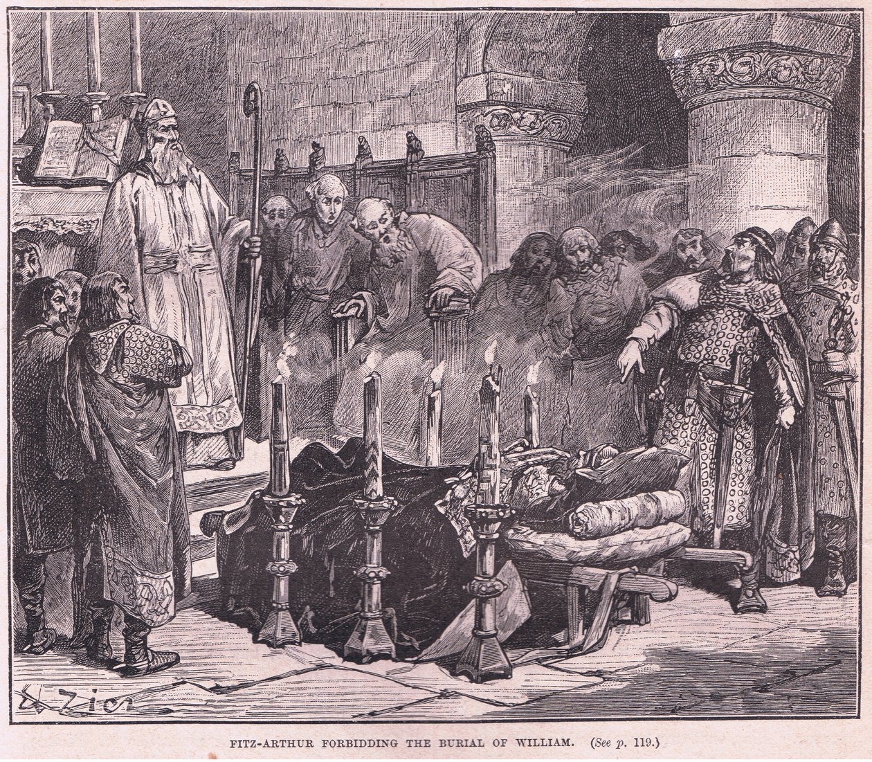 Fitzarthur forbidding the burial of William AD 1087 by Francois Edouard Zier