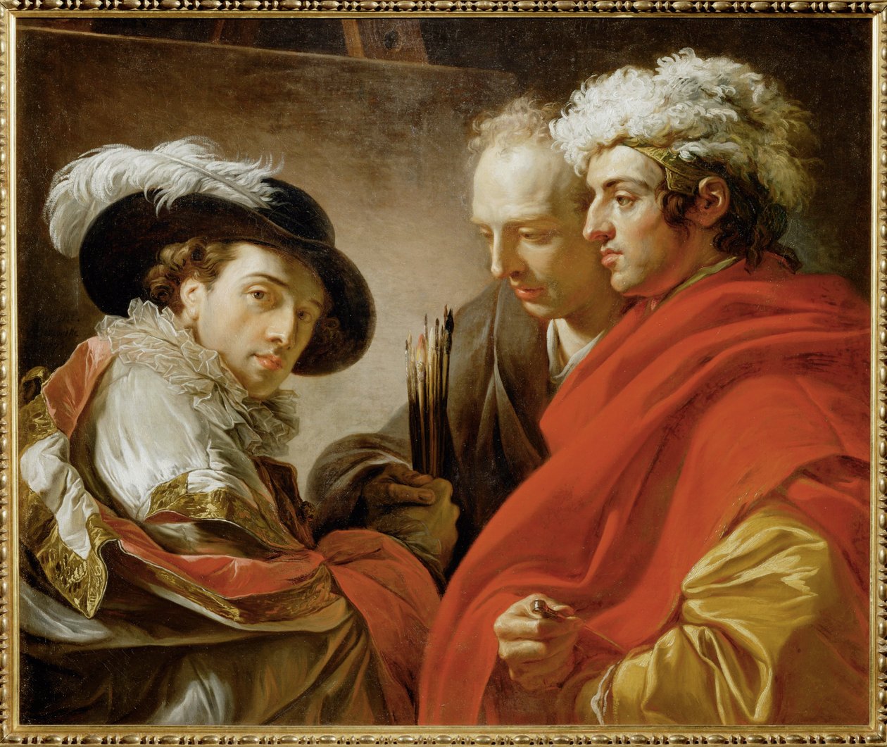 Portrait of Three Men: The Painter, the Architect Pierre Rousseau, and a Friend by François André Vincent