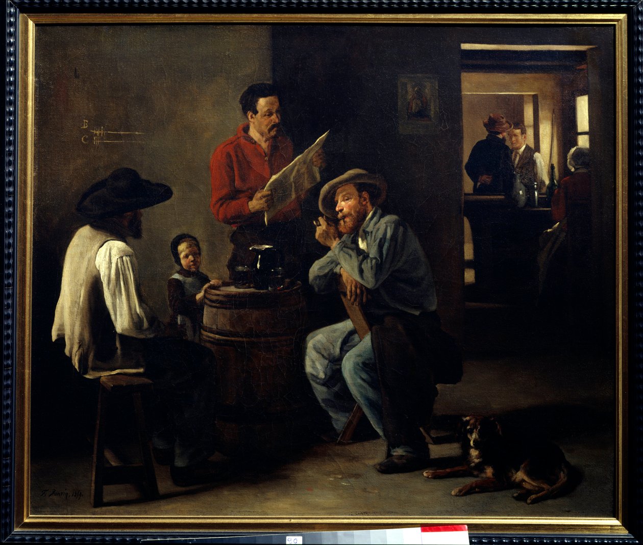 Cabaret Interior: Two Men Sitting in a Tavern Listening to the Reading of the Newspaper by François Bonvin