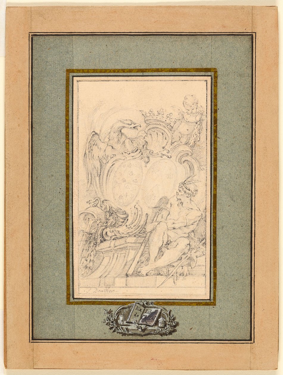 Armorial Bookplate for Crozat, Baron de Thiers by François Boucher