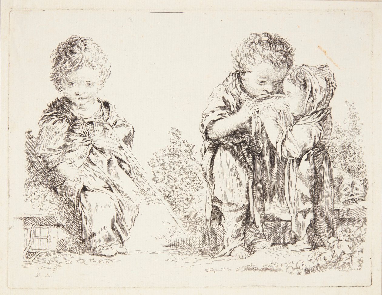 Child Sitting on a Clod of Earth and The Little Milk Drinkers by François Boucher