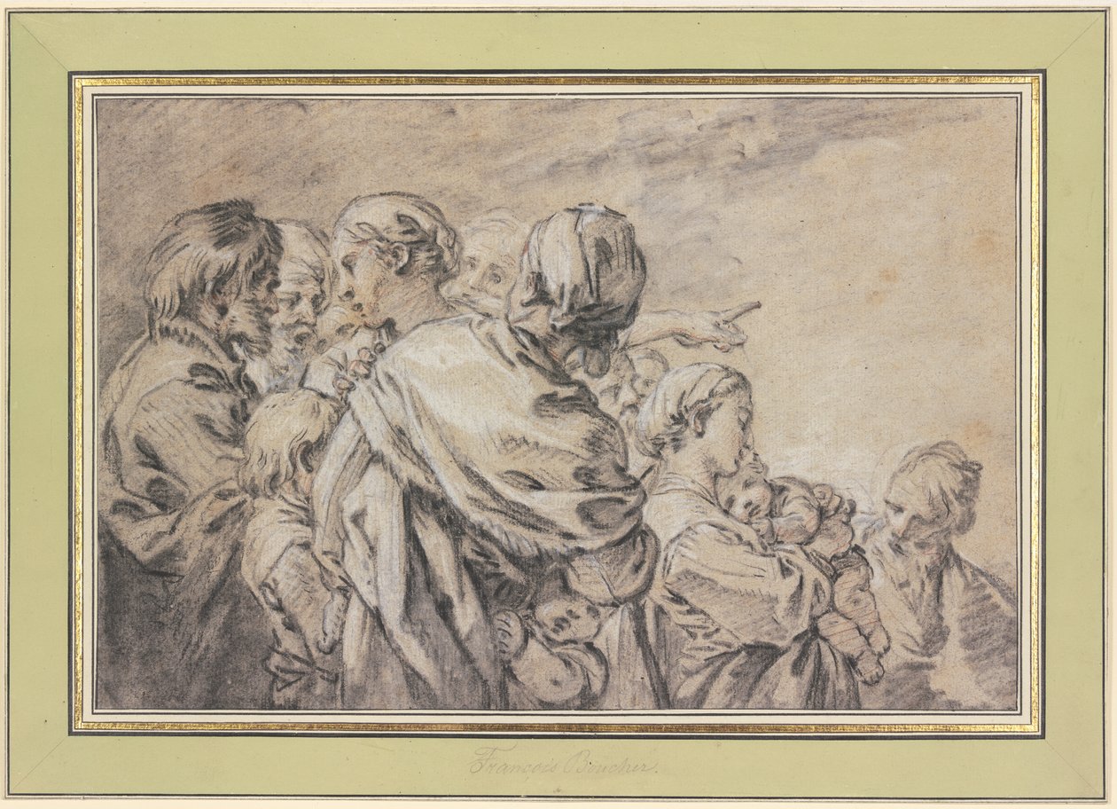 Half-Figure Group with Men and Women with Children by François Boucher