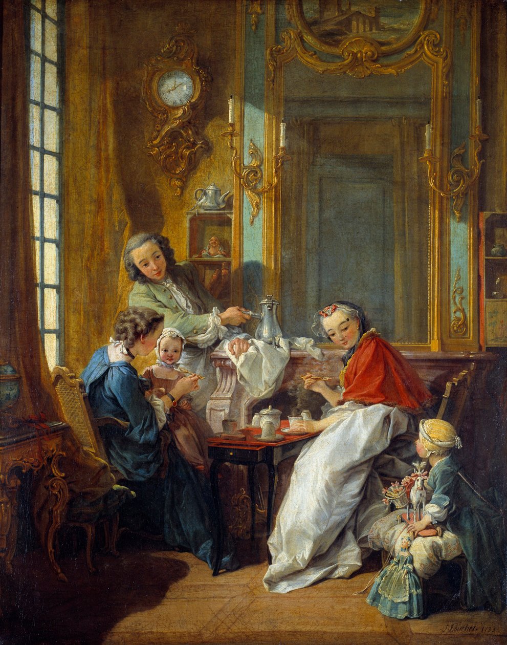 Lunch Scene in a bourgeois interior. Painting by Francois Boucher (1739) by François Boucher