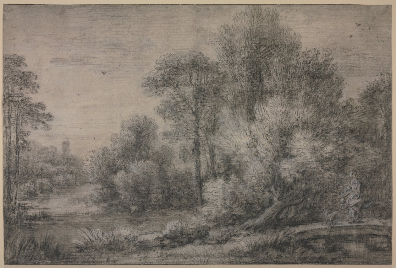 River Landscape by François Boucher