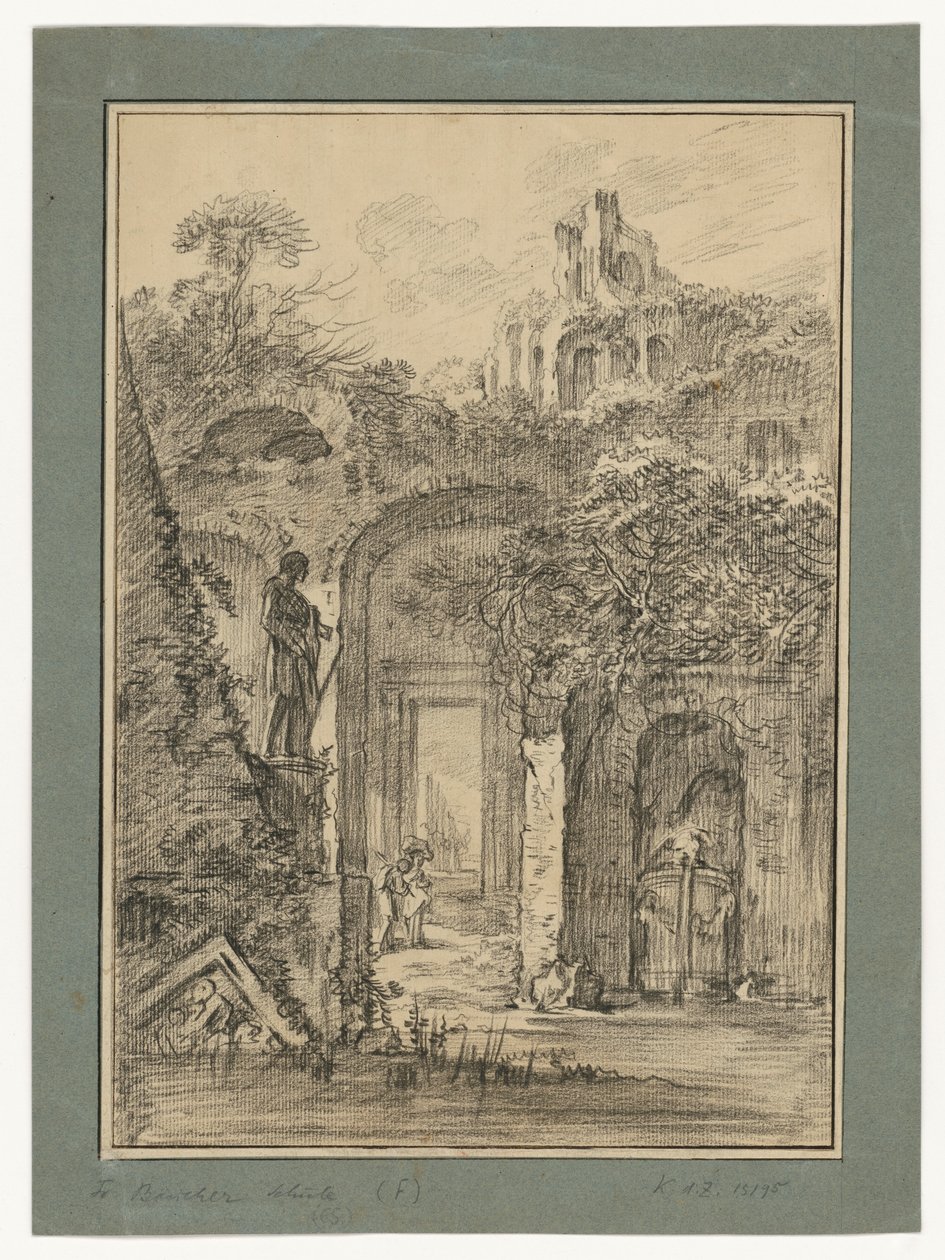 Roman Ruins Landscape with Individual Figures by François Boucher