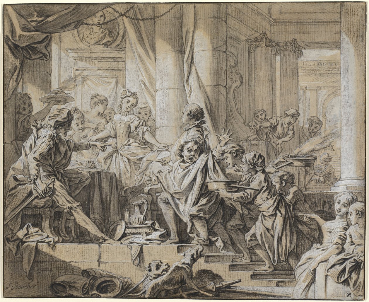 Sancho Fleeing from the Servants of the Duke by François Boucher