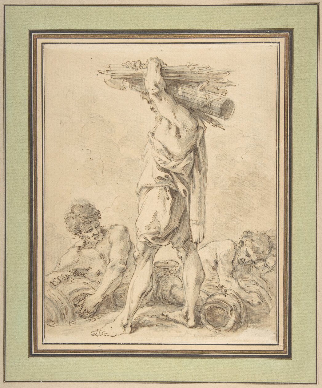 Standing Man Carrying Fasces and Arms by François Boucher