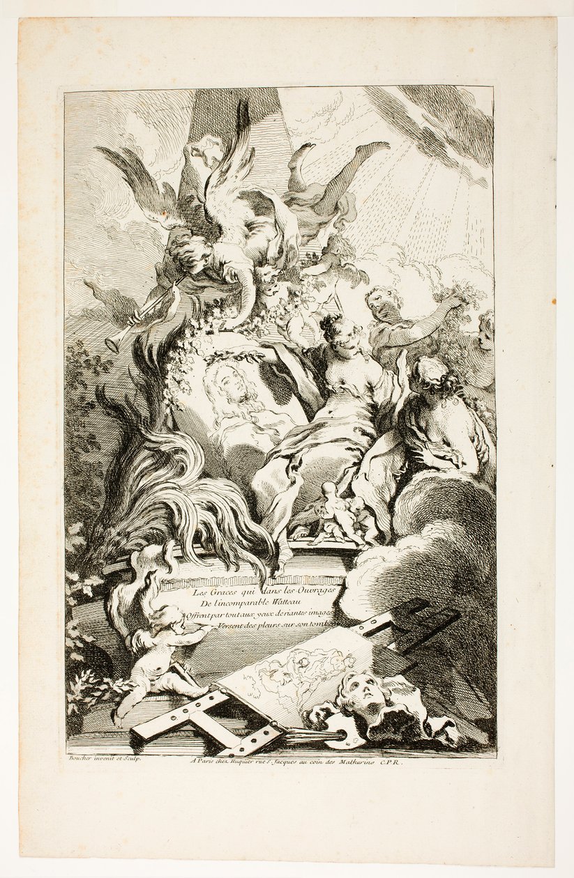 The Graces on the Tomb of Watteau by François Boucher