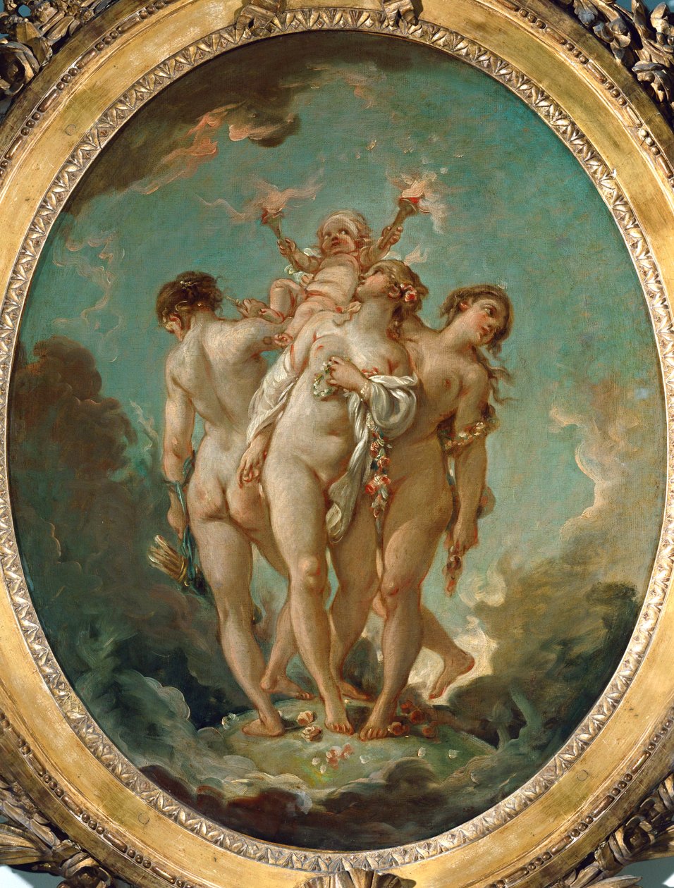 The Three Graces Carrying Amor, God of Love by François Boucher