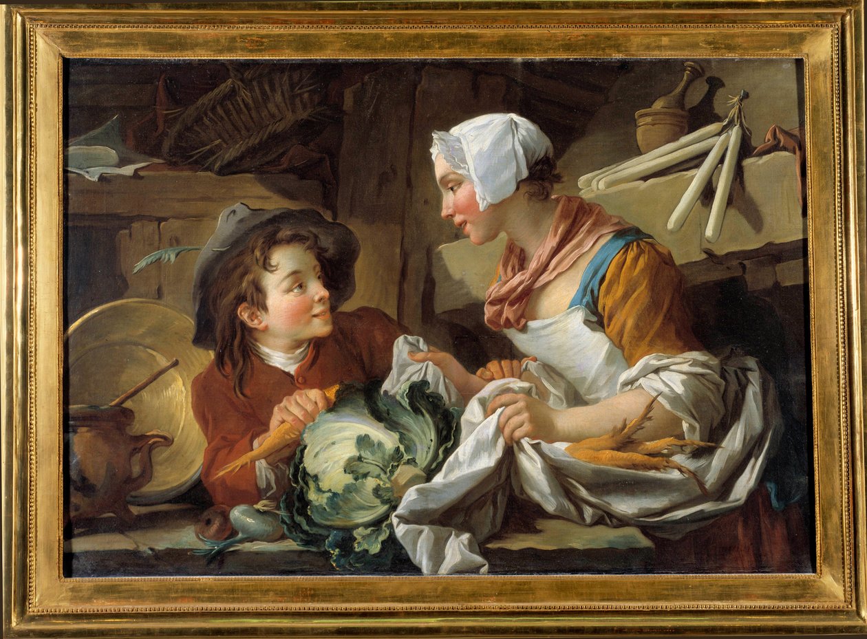 The cook and a young man. Painting by Francois Boucher. Musee de Sainte Address by François Boucher