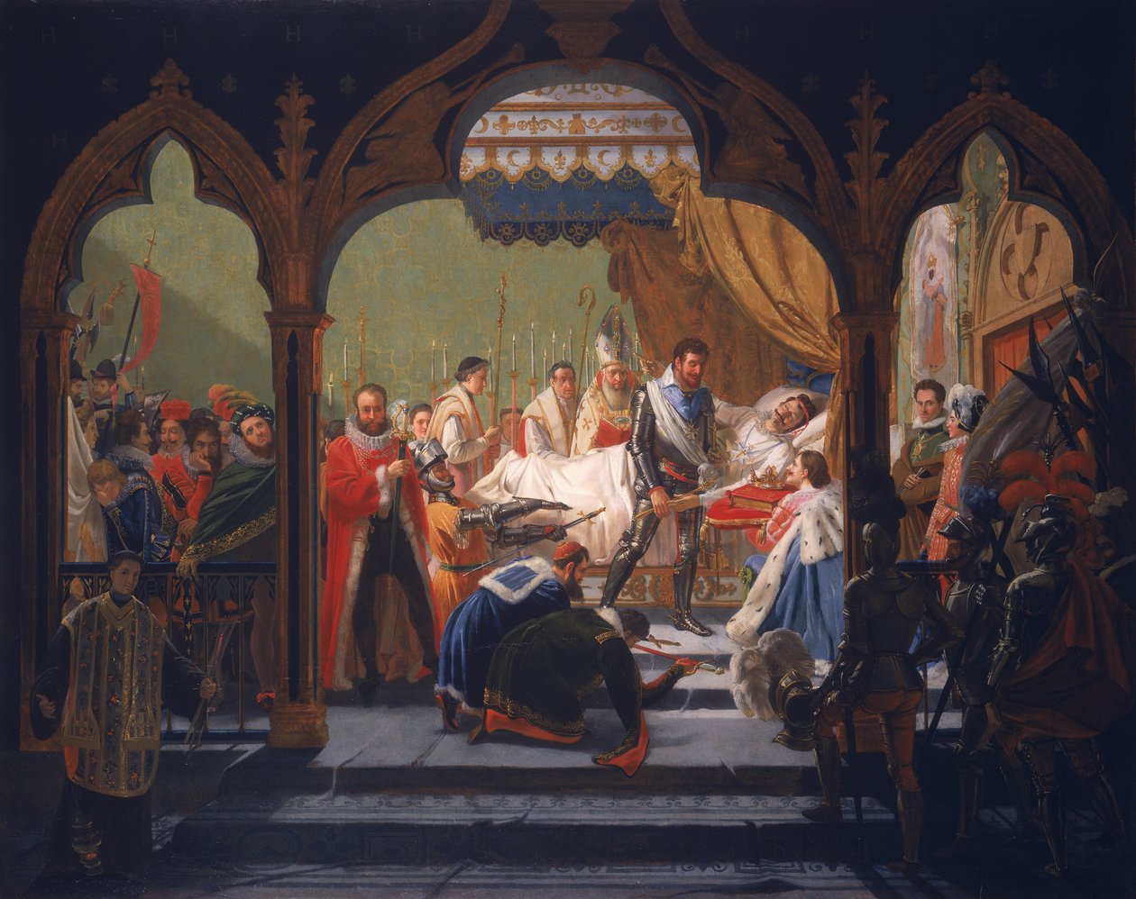 Henri IV (1553-1610) Receiving the Attributes of Monarchy from the Dying Henri III (1551-1589) by Francois Buffet