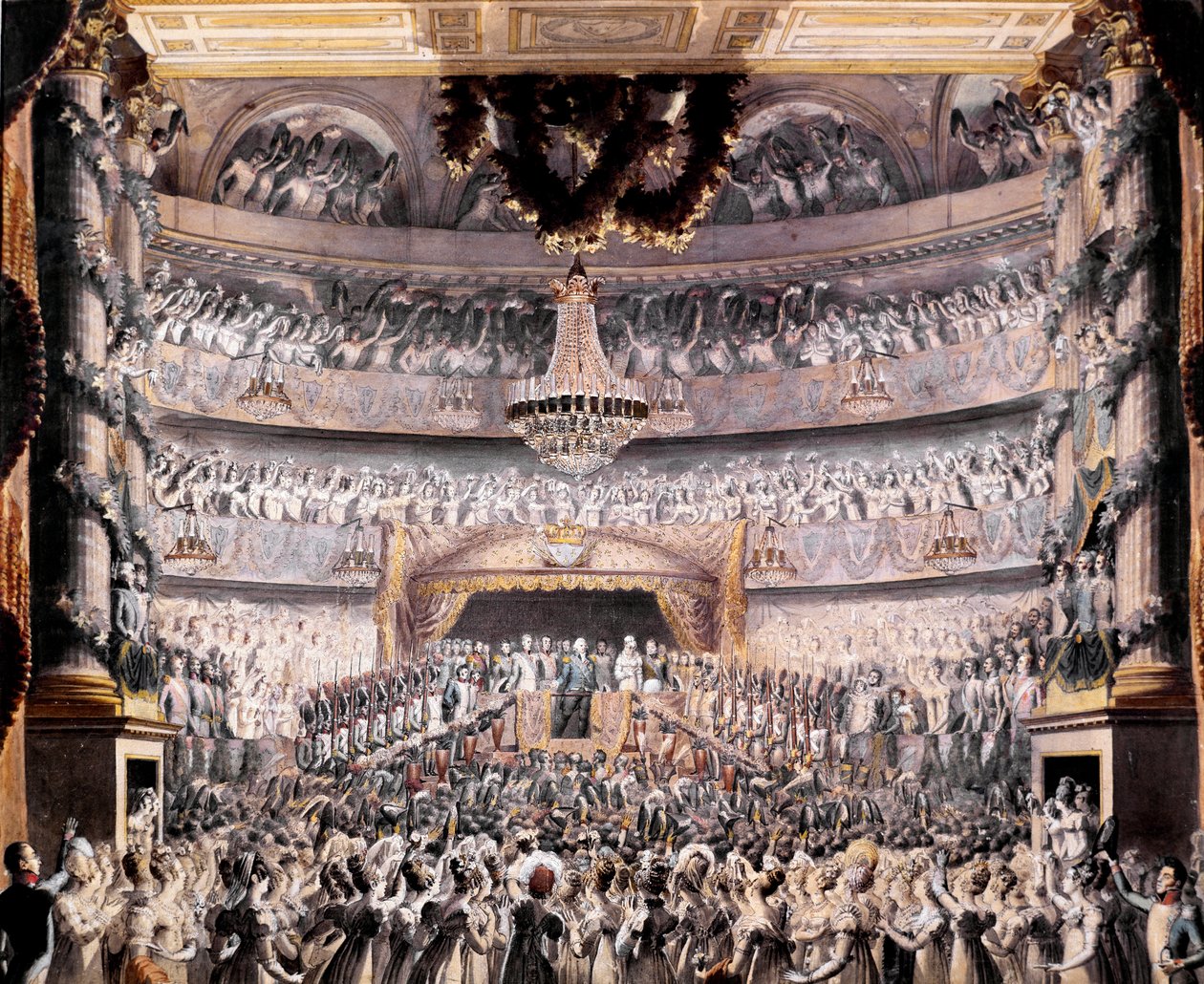 Louis XVIII (1755-1824) attends the theatre of Odeon at a party given by the National Guard of Paris in 1819 by Francois Buffet