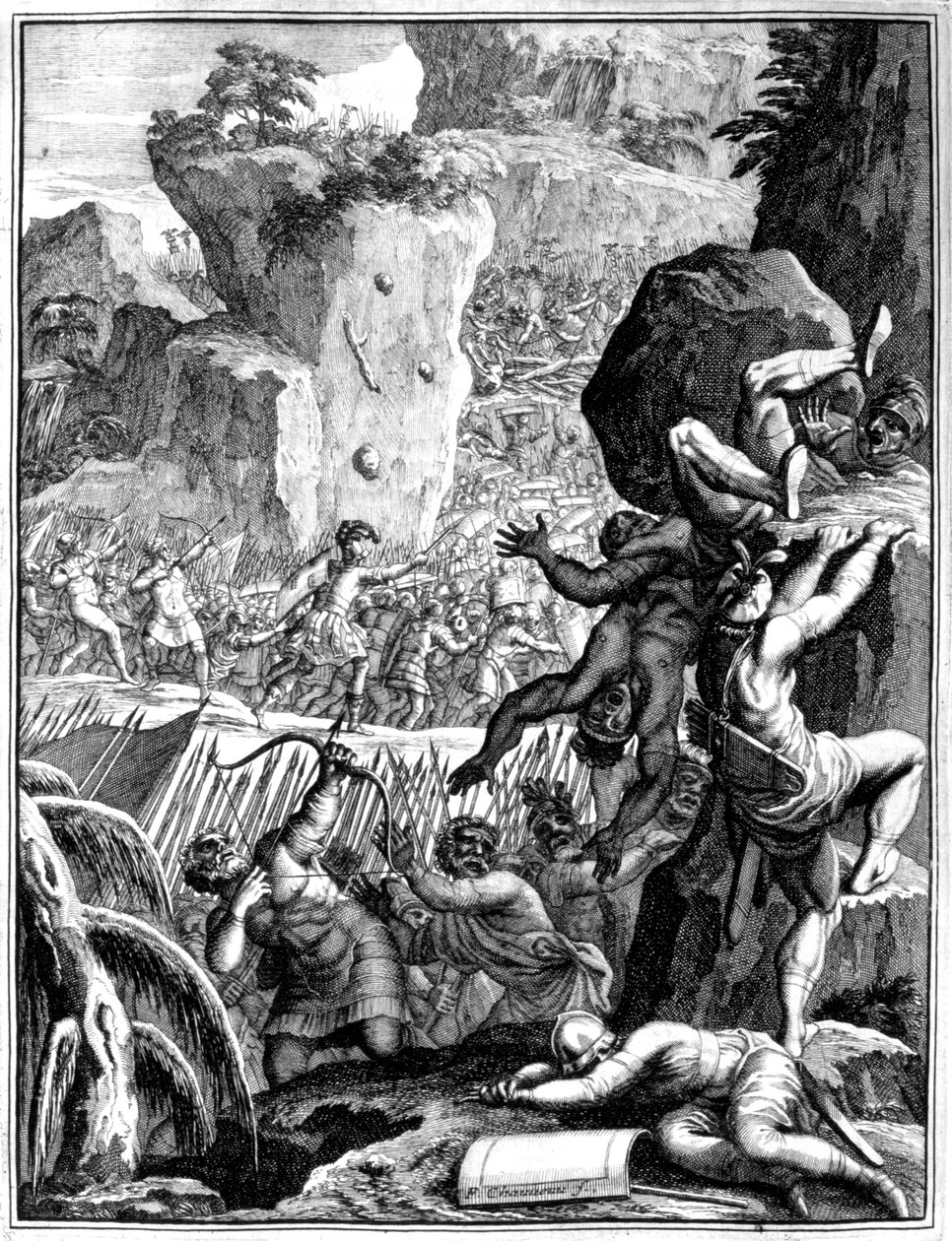Forces under Alaric I, King of the Visigoths, in battle by Francois Chauveau