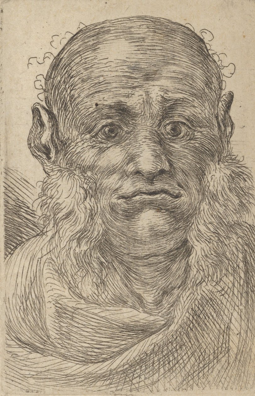 Mask of a Bald Man with Tufty Sideburns, from Divers Masques by Francois Chauveau