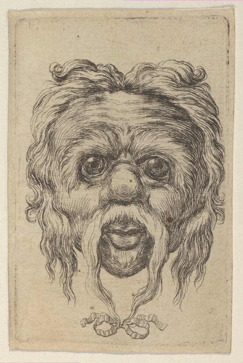 Mask with a Long Mustache Tied with a Ribbon Beneath the Chin, from Divers Masques by Francois Chauveau