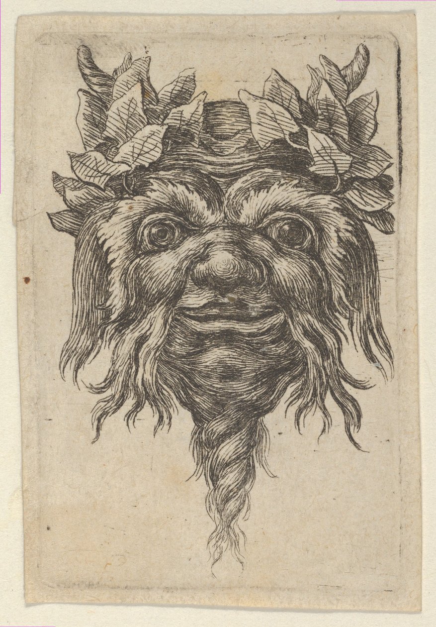 Satyr Mask with a Spiral-Shaped Beard and Ivy Grouped Around Each Horn by Francois Chauveau