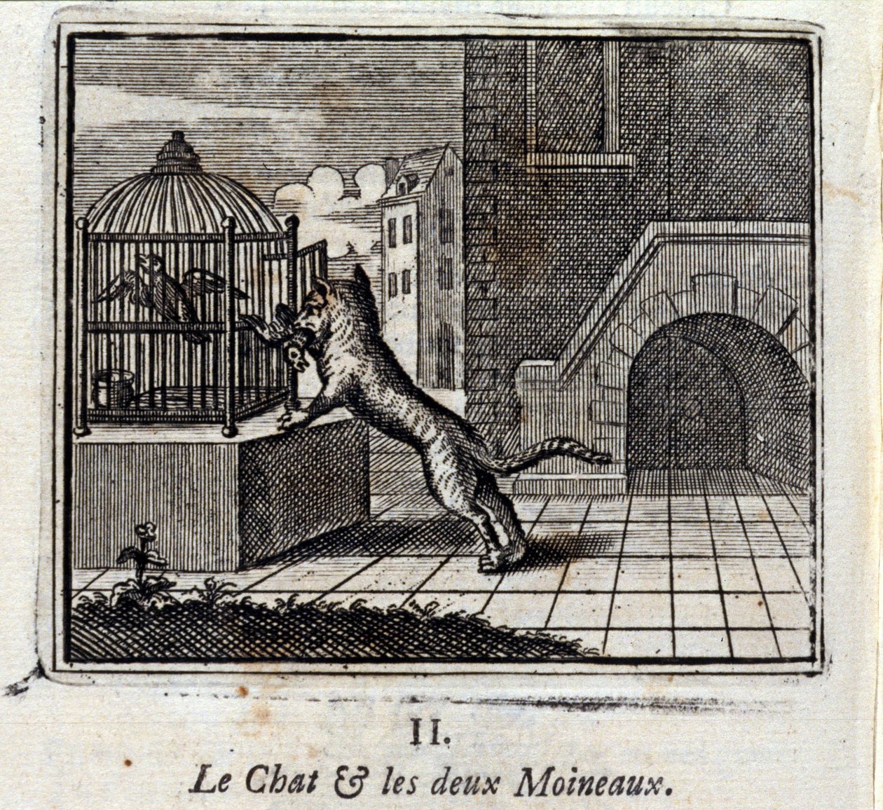 The Cat and the Two Sparrows by Francois Chauveau