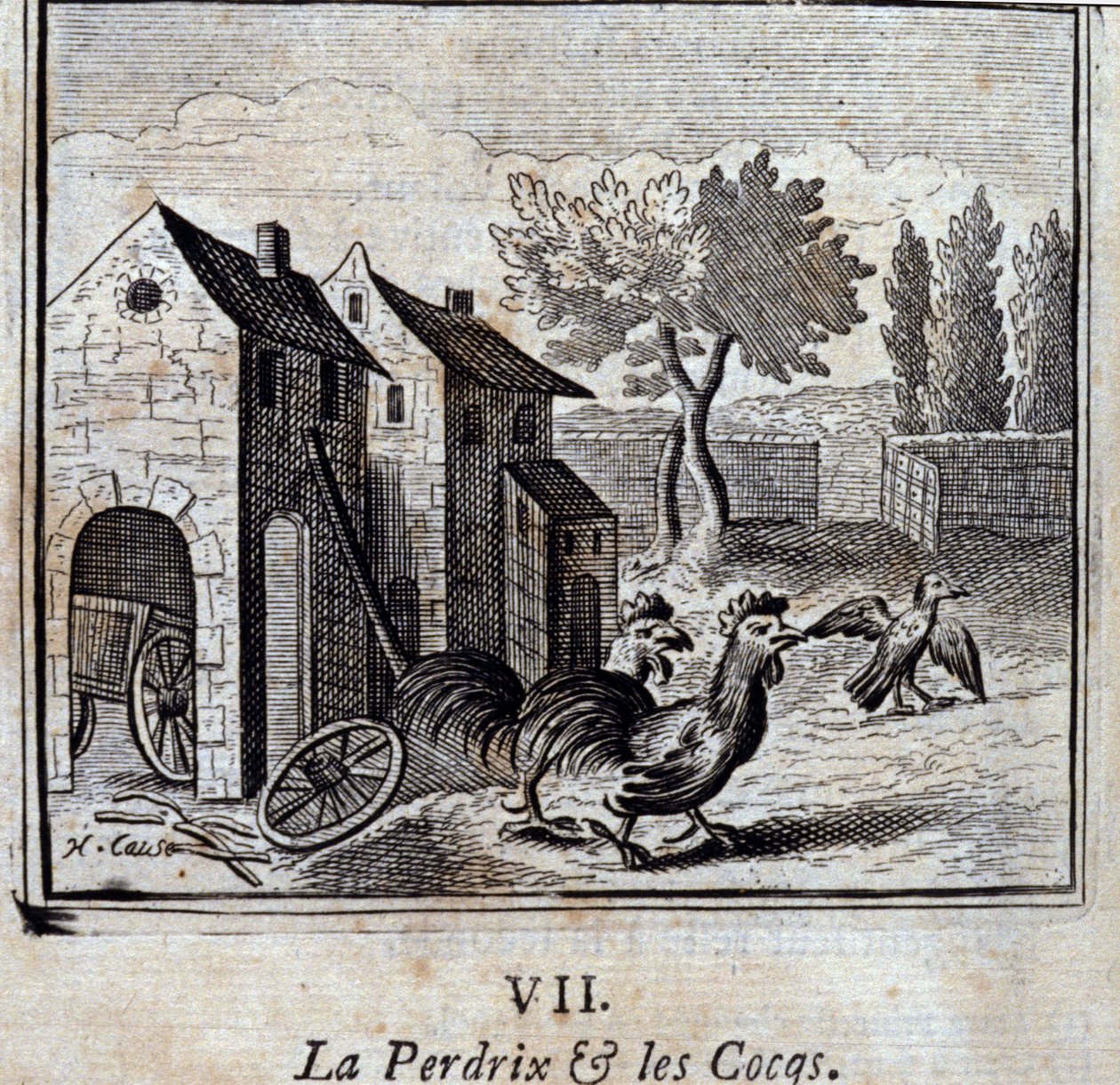 The Partridge and the Cocks by Francois Chauveau