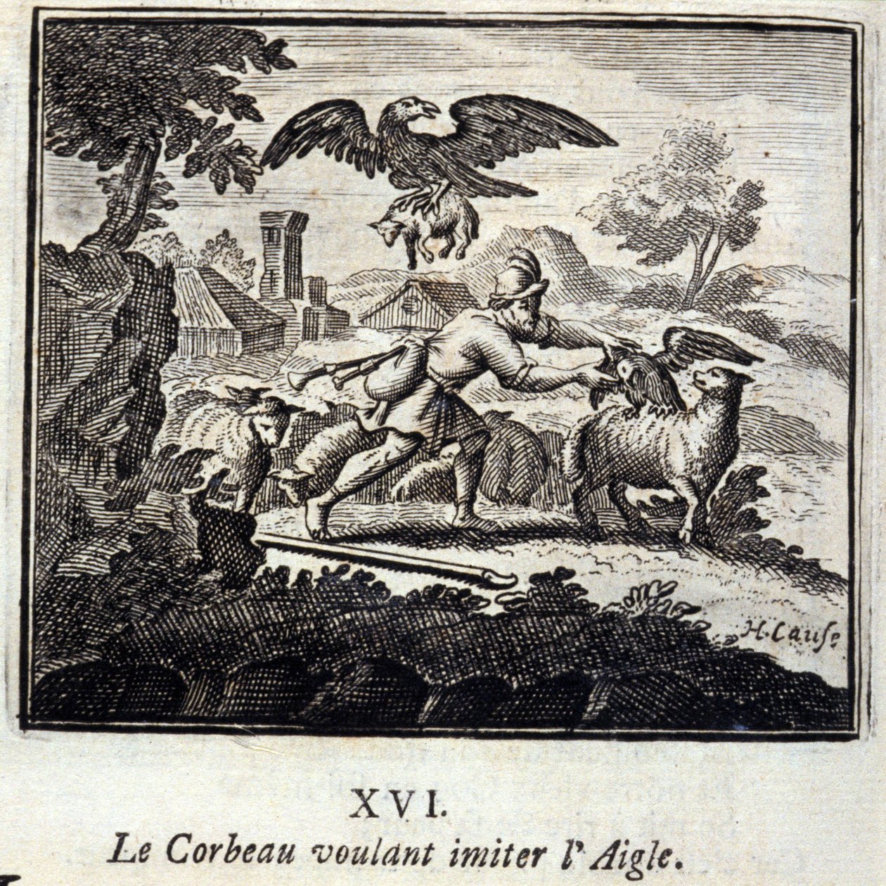 The Raven Wanting to Imitate the Eagle by Francois Chauveau
