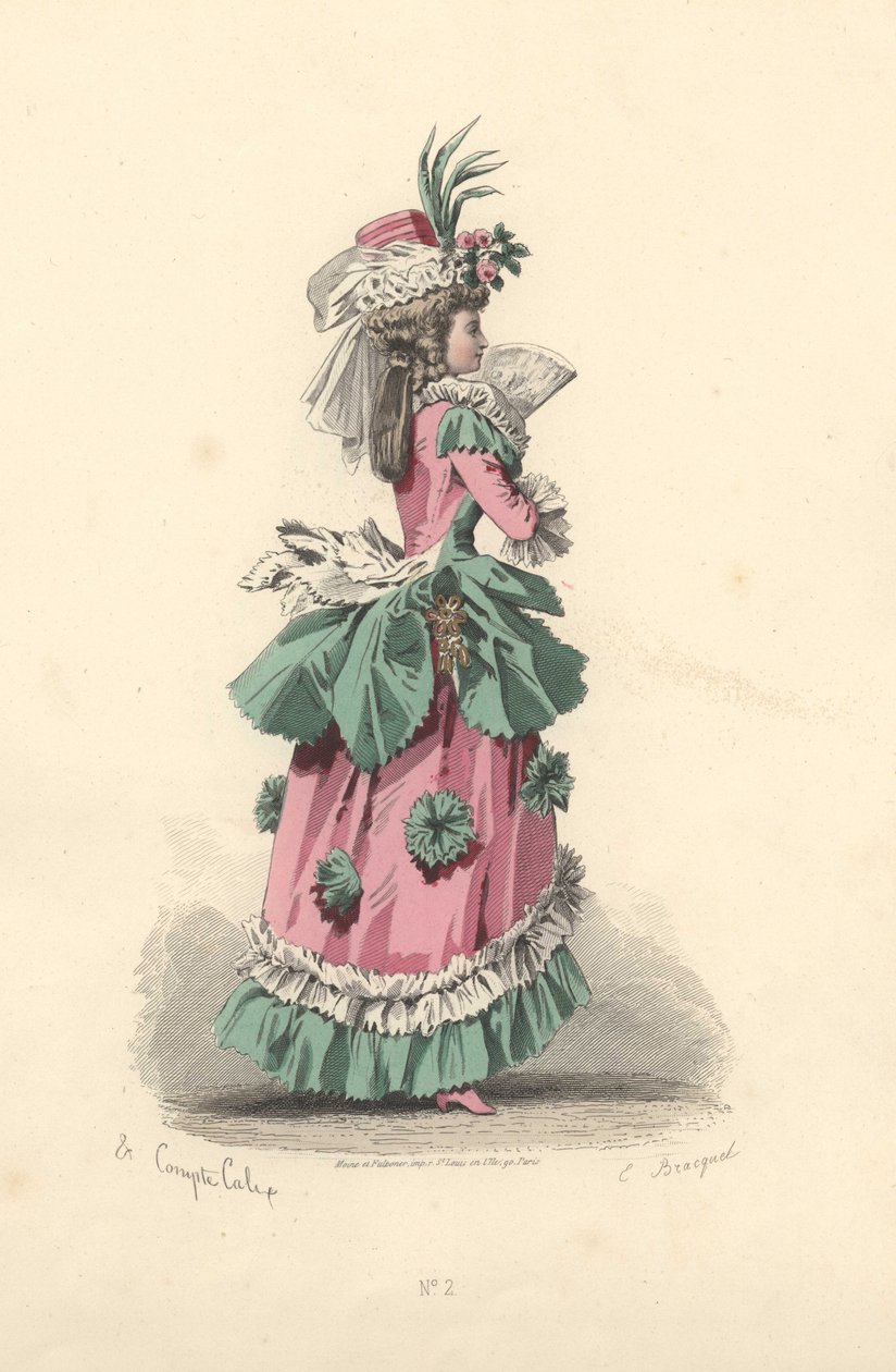 Fashionable Woman in Dress with Rosettes, Era of Marie Antoinette by Francois Claudius Compte Calix