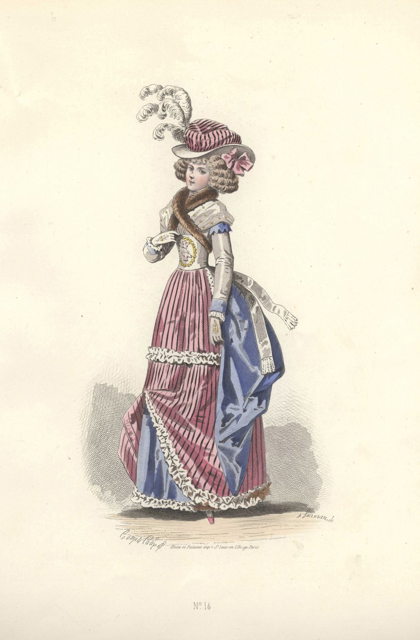 Woman in Tricolor Outfit, Era of Marie Antoinette by Francois Claudius Compte Calix