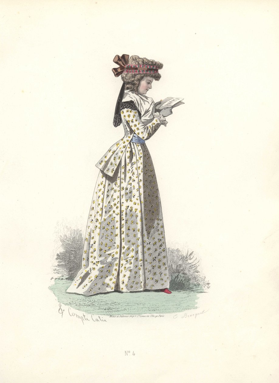 Woman reading a book, era of Marie Antoinette by Francois Claudius Compte Calix