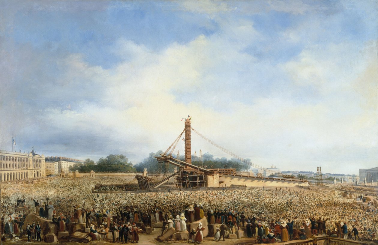 Erection of the Louqsor obelisk on Place de la Concorde, October 25 by Francois Dubois