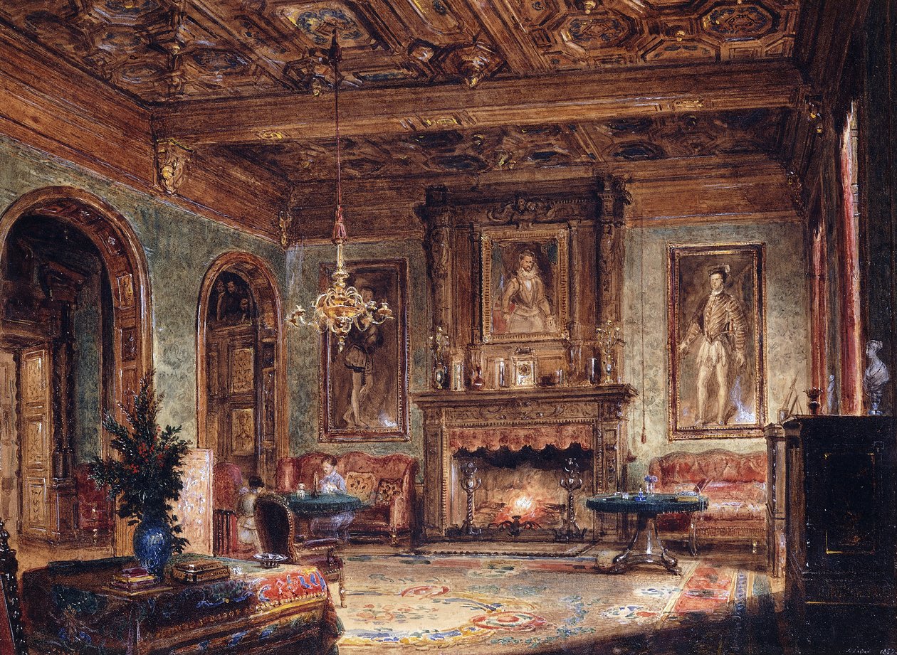 The Salon at the Chateau de Marchais by Francois Edme Ricois