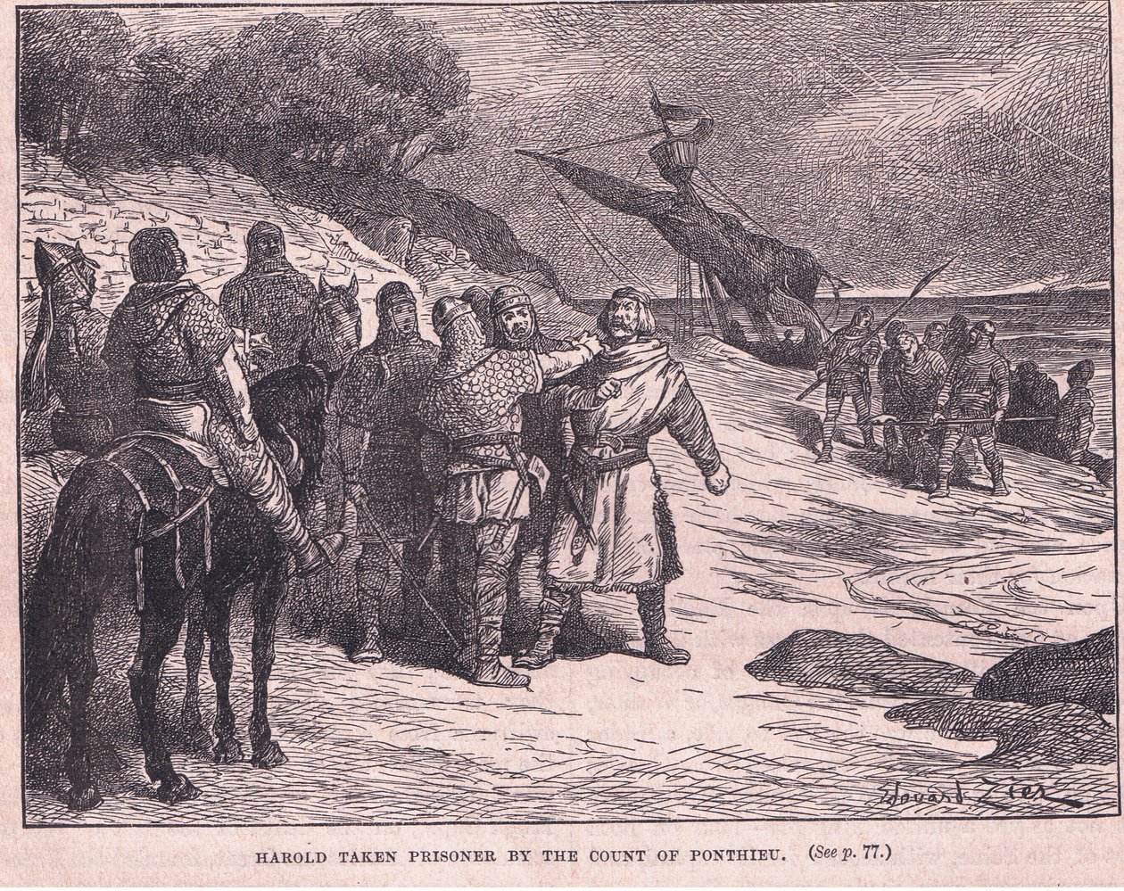 Harold Taken Prisoner by the Count of Ponthieu AD 1063 by Francois Edouard Zier