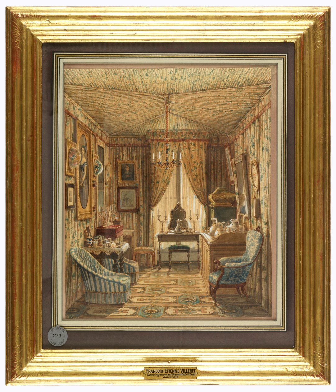 Drawing, Interior of a Dressing Room with Tented Ceiling by Francois Etienne Villeret
