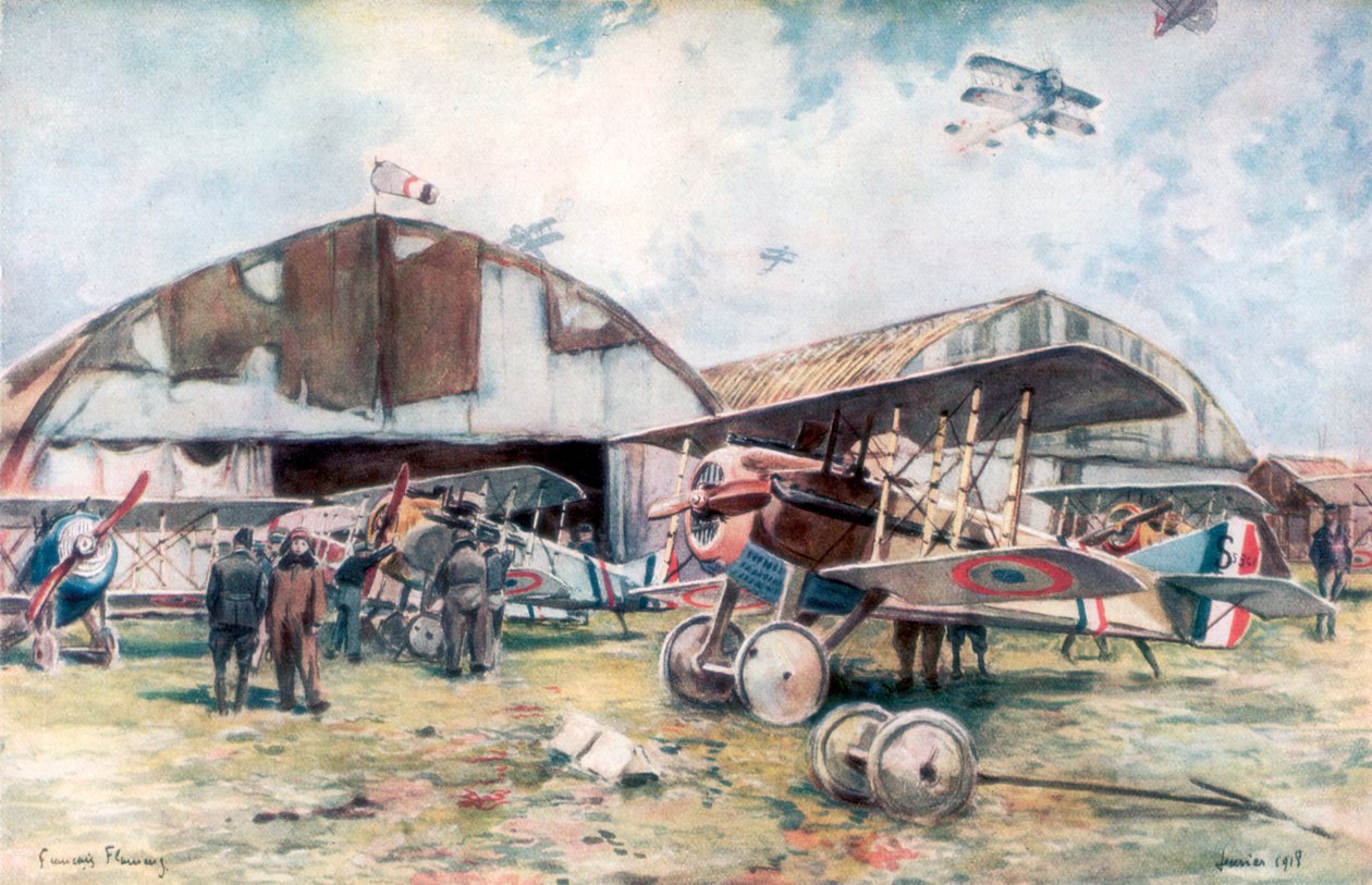 French Fighter Squadron Aerodrome by Francois Flameng