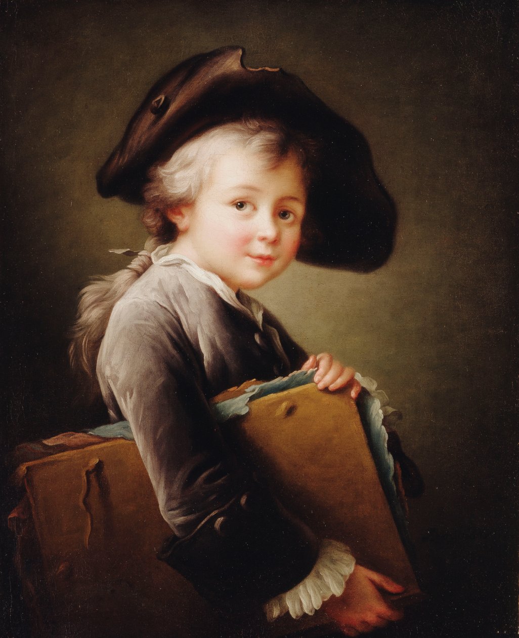 A Young Boy Holding a Portfolio by Francois Hubert Drouais