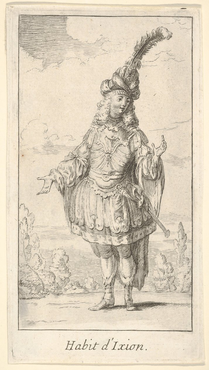 Habit of Ixion: a man wearing a tonnelet with a sword in the belt, a turban with one la..., ca. 1721 by Francois Joullain