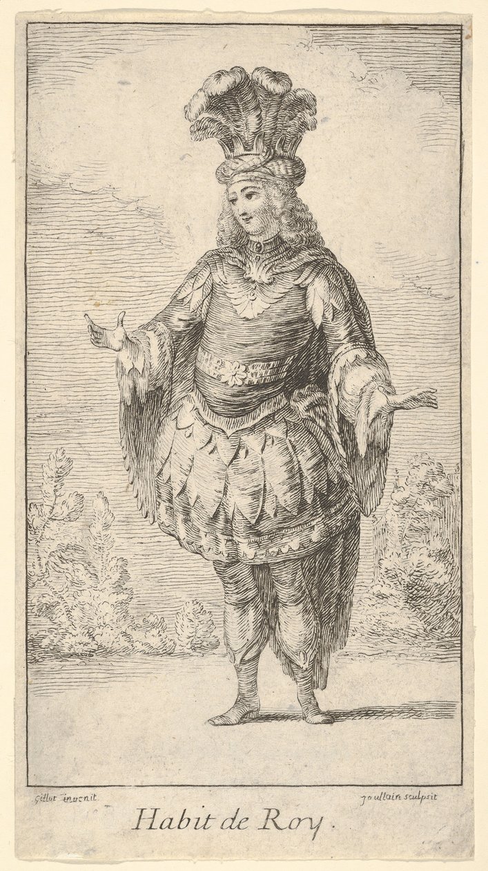 Habit de Roy: a man wearing a tonnelet decorated with rosettes, a crown and a turban by Francois Joullain