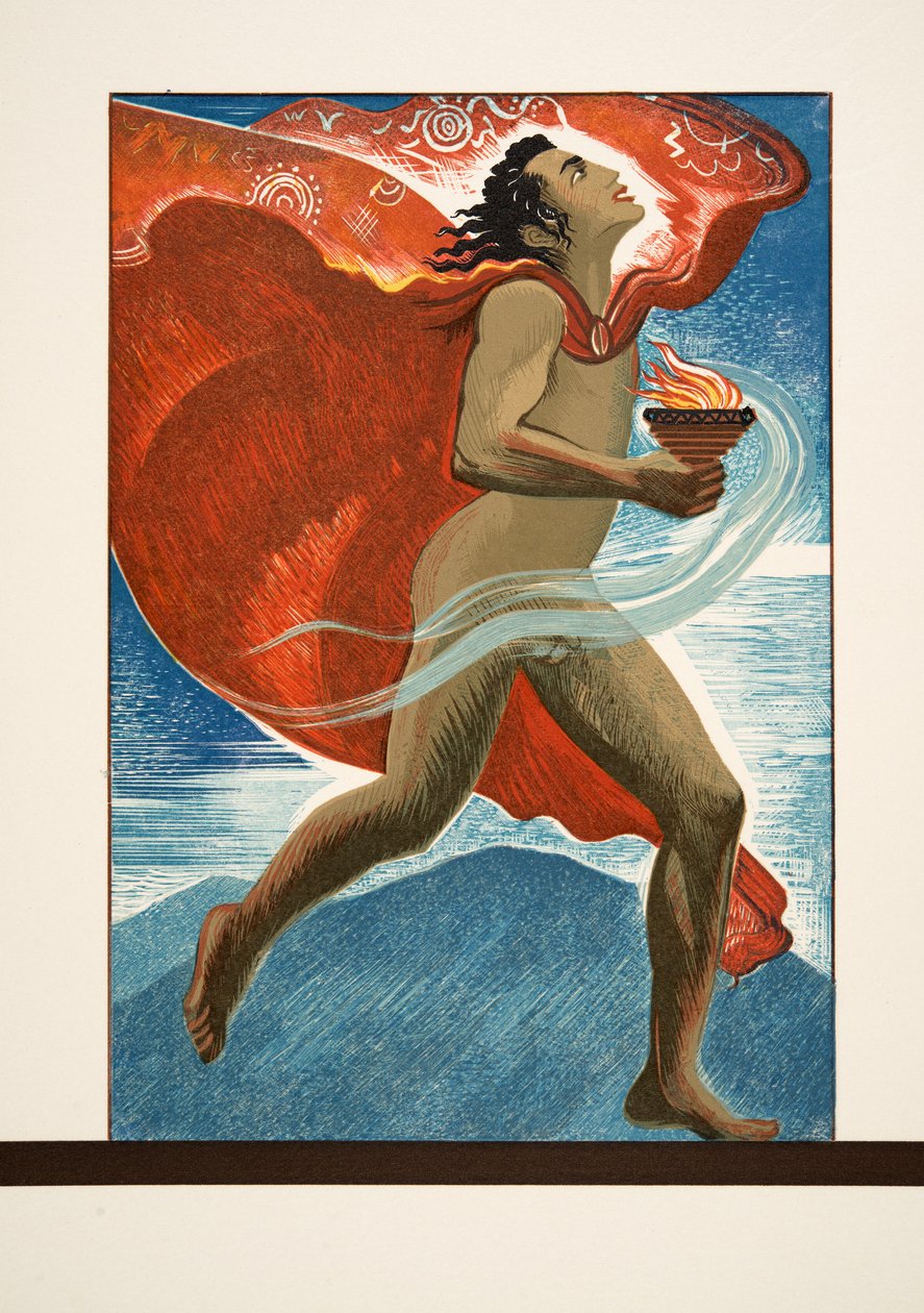 Prometheus Running with Fire, from Prometheus Bound by Aeschylus, pub. 1941 by Francois Louis Schmied