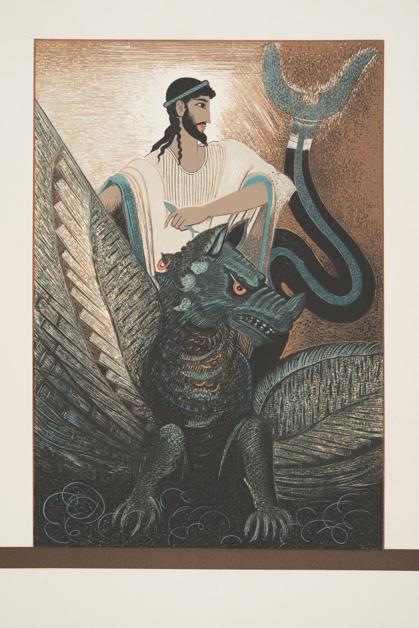 Ulysees and Dragon from Prometheus Bound by Aeschylus, pub. 1941 by Francois Louis Schmied
