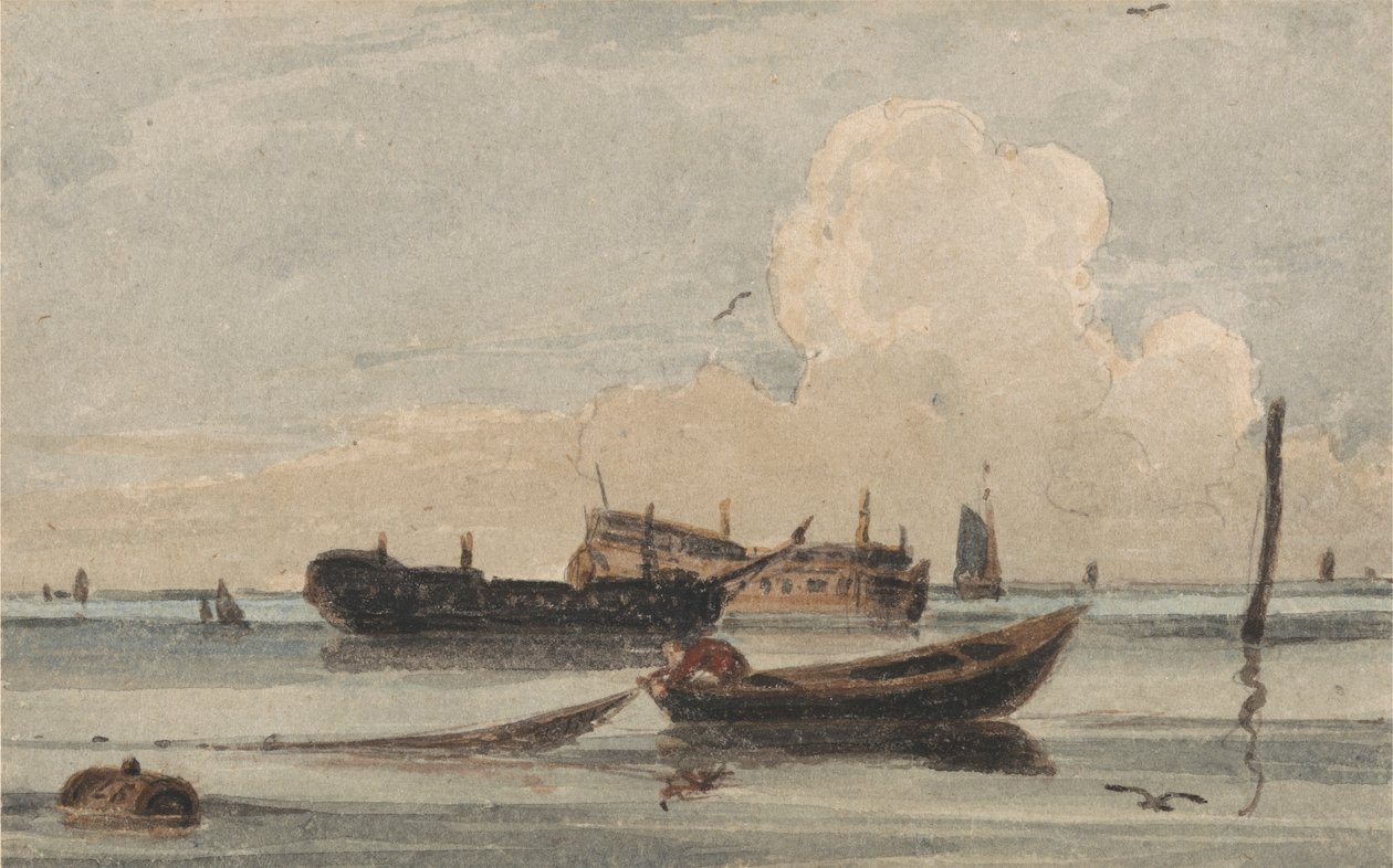 Boats on a Calm Sea by Francois Louis Thomas Francia
