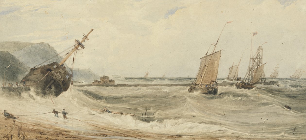 Boulogne Harbour by Francois Louis Thomas Francia