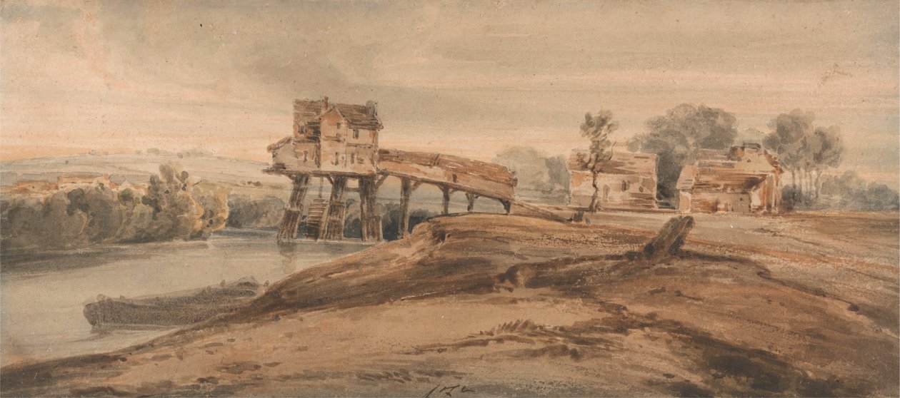 The Watermill Above the Bridge at Charenton by Francois Louis Thomas Francia
