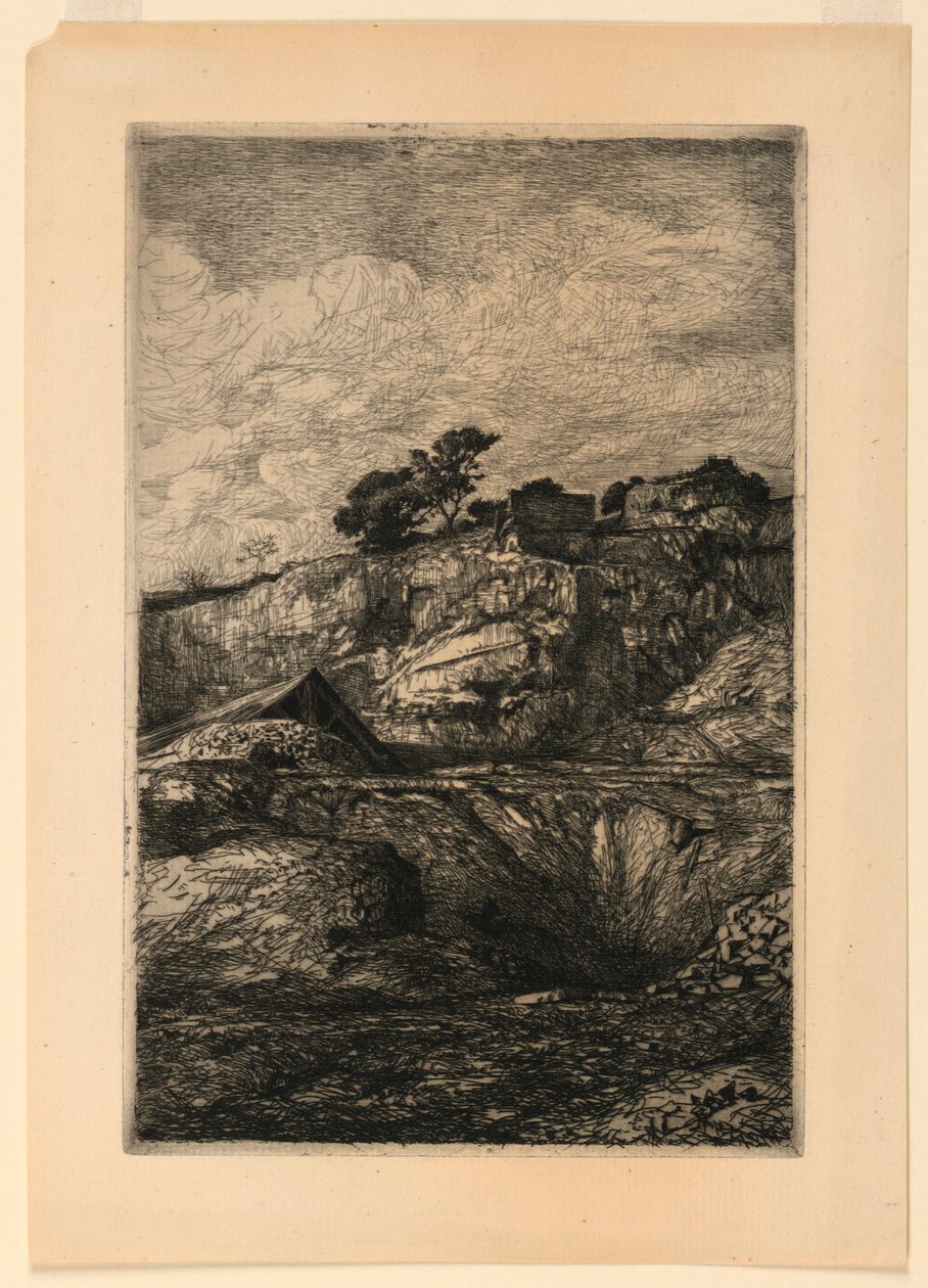 A Rocky Landscape by Francois Nicolas Chifflart