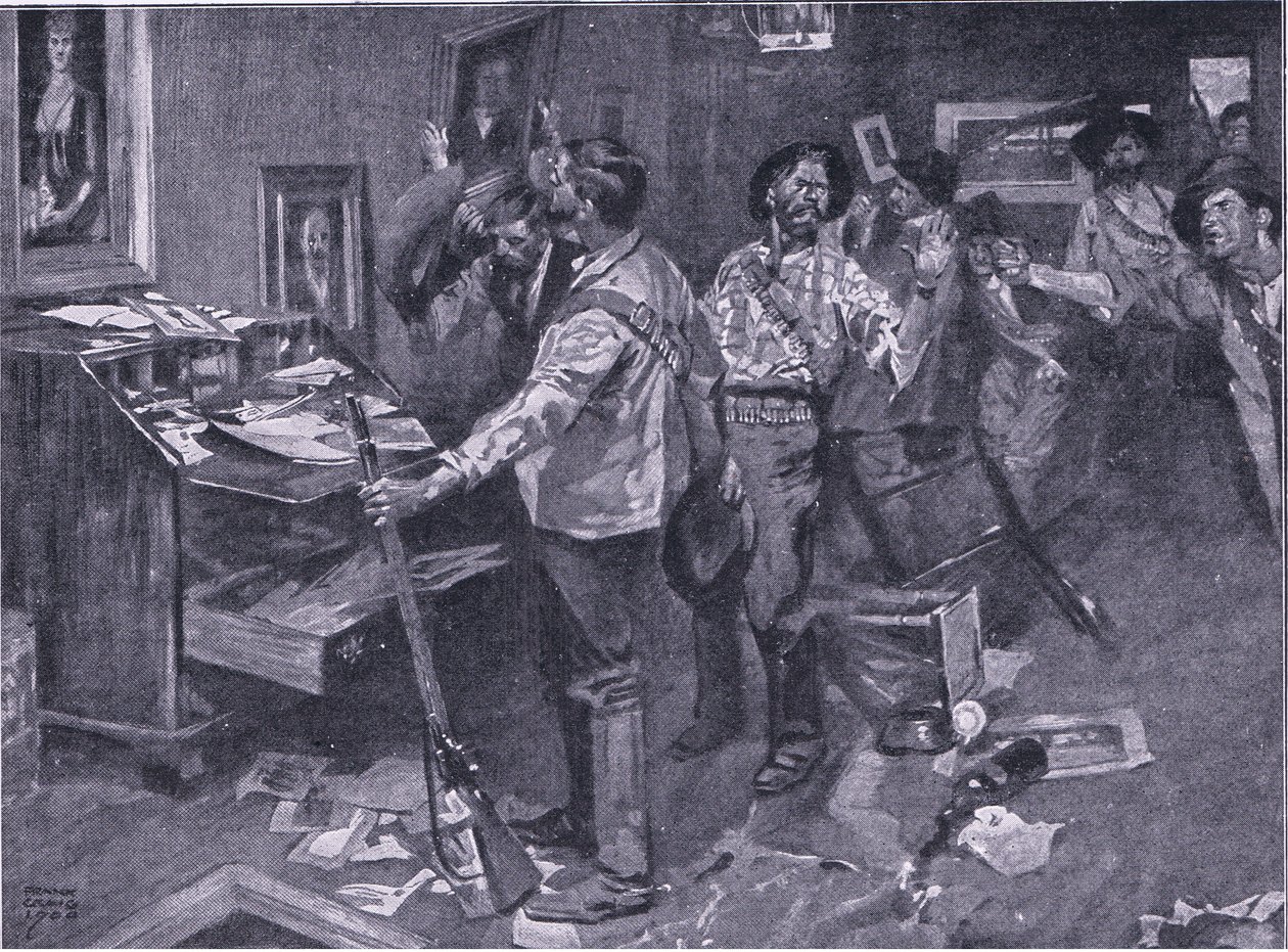 Respected even by enemies: an incident of a Boer raid in Natal (illustration from After Pretoria: The Guerilla War, 1902) by Frank Craig